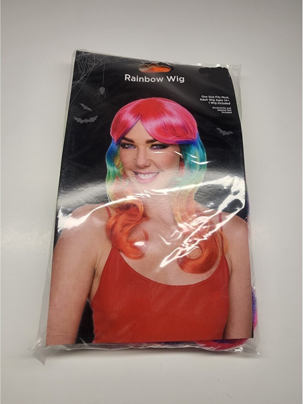 Long Rainbow Wig Costume Adult Size Halloween Party Pride Cosplay Curly Wavy